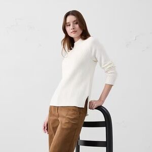 Banana Republic Snow Day Ivory Ribbed Mock-Neck Knit Sweater Size Medium NWT